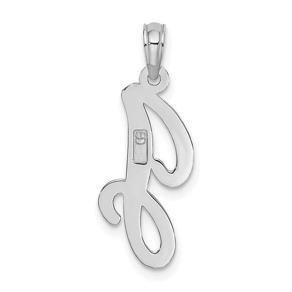 10K White Gold Polished J Script Initial Charm - Picture 9 of 9